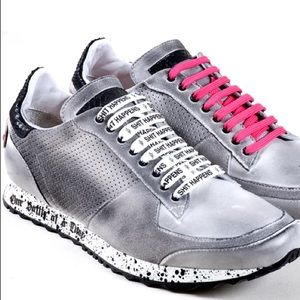 Fabrice Tardieu Tri Runner Shoe with “Sh*t Happens” laces